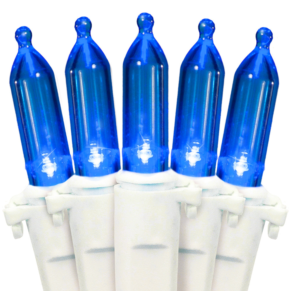 Blue LED Christmas Lights on White Wire,(100 Count) | 612 Vermont