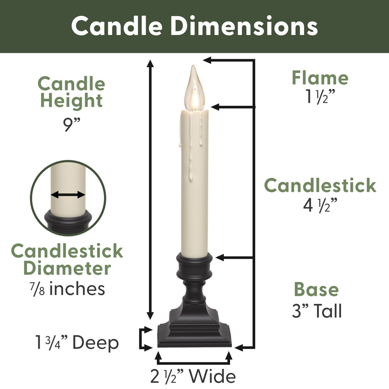 Vintage LED Battery Operated Window Candles with Timer - Thumbnail 4