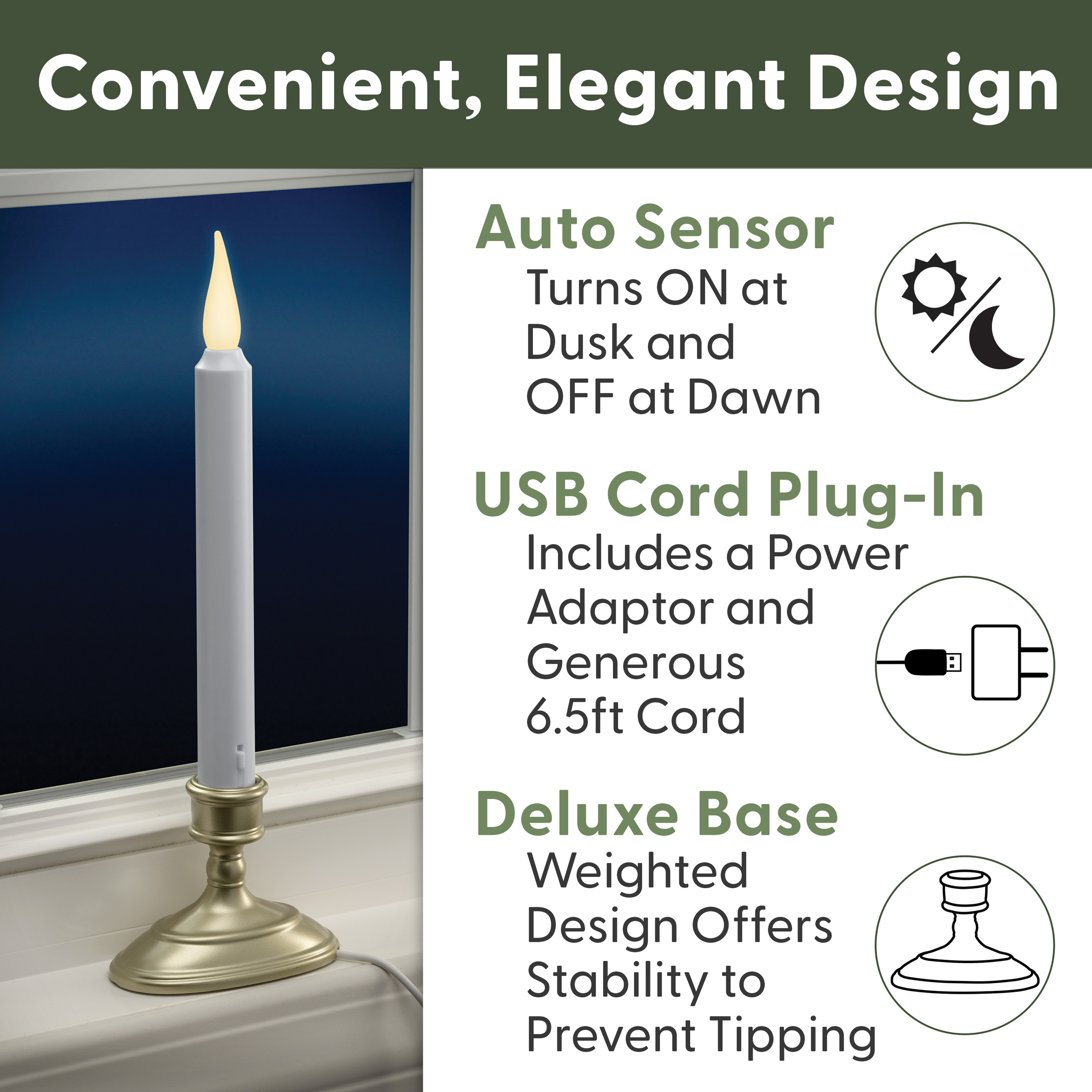 Electric Window Candles With Sensor Dusk To Dawn