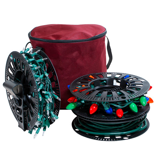 Christmas Light Storage Reels with Bag, 3 Reels, Installation clip