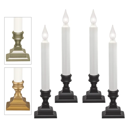 Battery Operated LED Window Candles with Bright Hot Spot, Automatic Timer (VT-1506, Pack of 4)