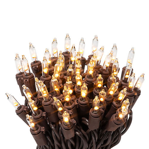 100 Clear LED Christmas String Lights on Brown Wire Cord, UL Approved For Indoor and Outdoor Use, 24.75’ Lighted Length, 25.4’ Total Length 100 Clear LED Christmas String Lights on Brown Wire Cord, UL Approved For Indoor and Outdoor Use, 24.75’ Lighted Length, 25.4’ Total Length