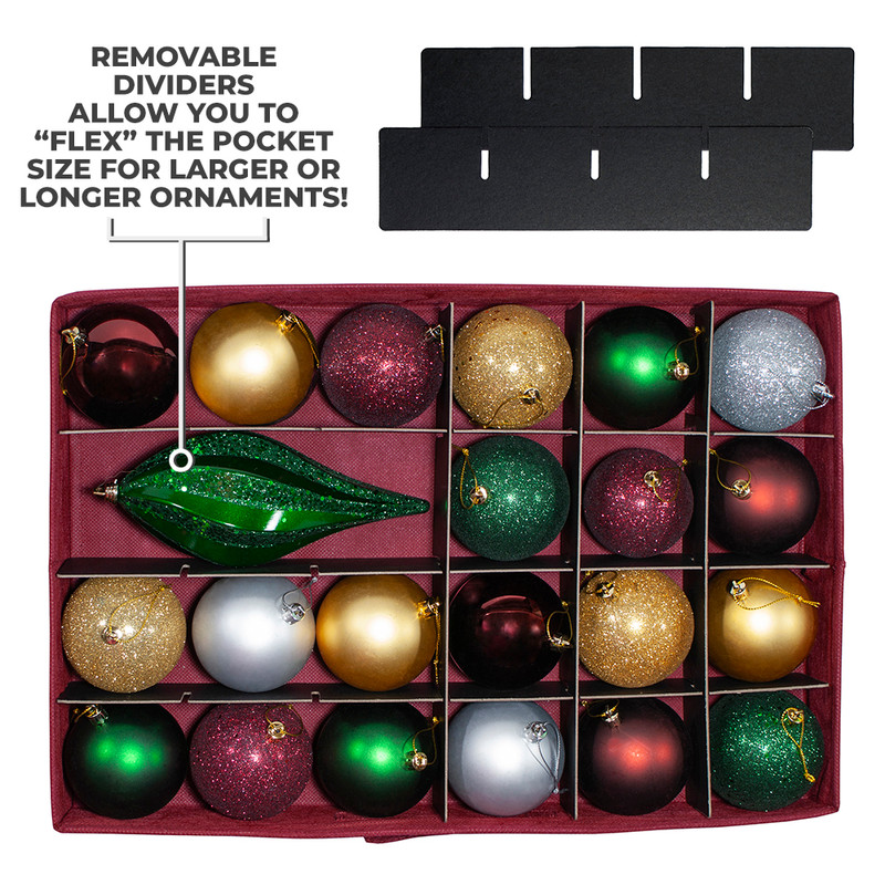 612 Vermont Christmas Ornament Storage Box with Adjustable Acid-Free Dividers, Holds 54 – 4 inch Ornaments (SB-40042-VT)