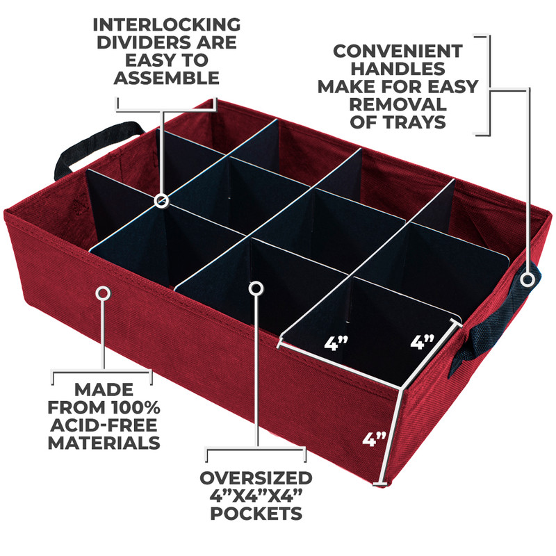 Christmas Ornament Storage Box with Adjustable Acid-Free Dividers, 3  Removable Trays with Handles, Holds 36 - 4 Inch Ornaments (17L x 13W x  13H, SB-10495-VT) - 612 Vermont