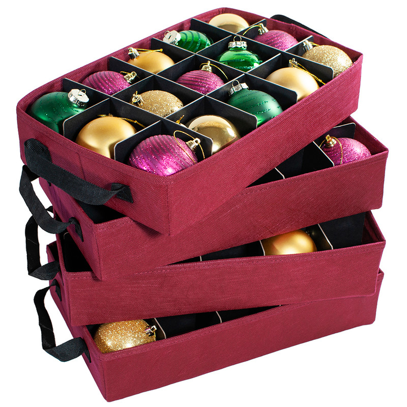 Fraser Hill Farm Christmas Ornament Storage Box with 3 Drawers and