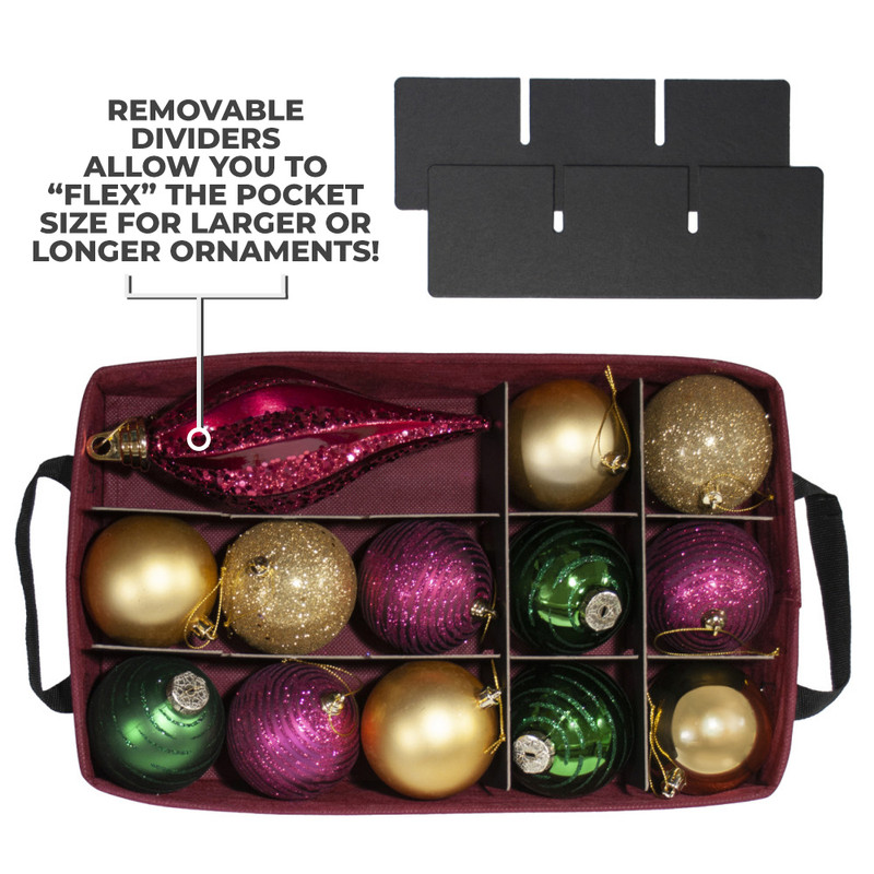  Christmas Ornament Storage Box with 3 Slide Out Trays,  Adjustable Acid-Free Dividers, 20 Inch x 14 Inch x 10 Inch, Holds 72-3 Inch  Ornaments : Home & Kitchen