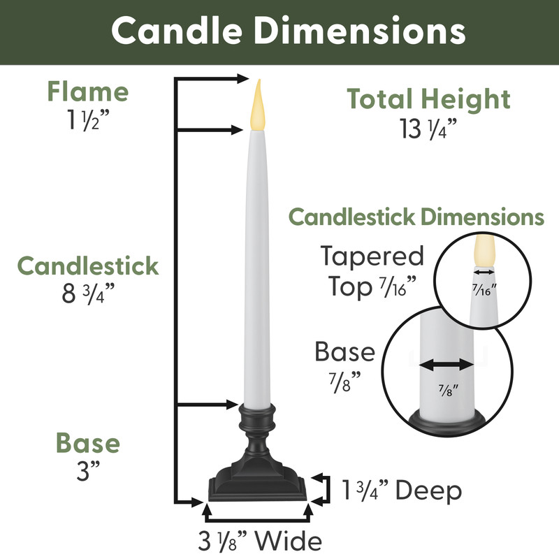 Battery Operated LED Taper Window Candles with Timer, Remote Control, Warm  White Flicker or Steady On (VTR1660, Pack of 4) 612 Vermont