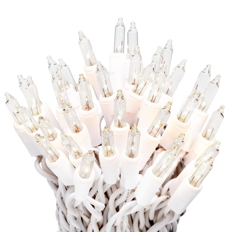 35 Clear Christmas Lights on a White Wire, UL Approved for Indoor Use, 6.1' of Lighted Length, 7.5' of Total Length