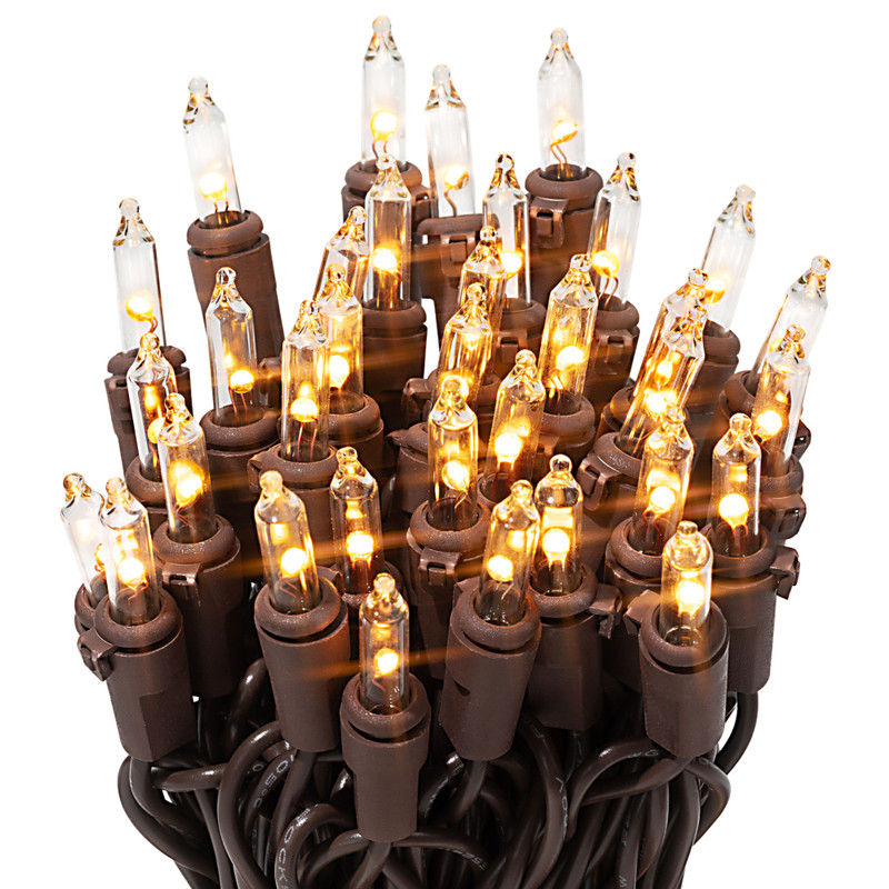 35 Clear LED Christmas String Lights on Brown Wire Cord, UL Approved For Indoor and Outdoor Use, 8.5’Lighted Length, 9.8’ Total Length (Pack of 2)