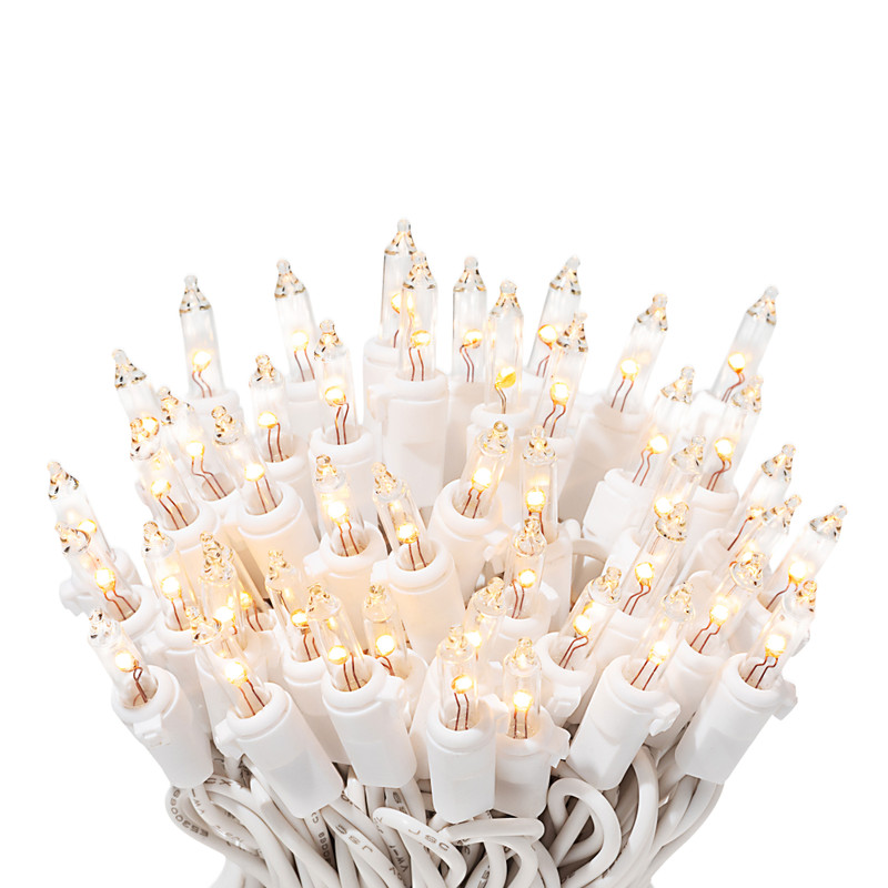 100 LED Clear Christmas Lights on White Wire Cord, UL Approved For Indoor and Outdoor Use, 24.75’ Lighted Length, 25.4’ Total Length