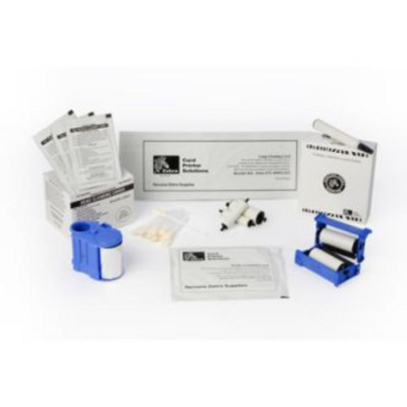 Zebra 105999-804 Print Station & Laminator Cleaning Kit for Zebra ZXP Series 8 Printer with Laminator. The cleaning kit contains 12 X cards, 12Y cards, 12 Lamination cleaning cards, 12 Adhesive cards and a 3pack of the hot roller cards.