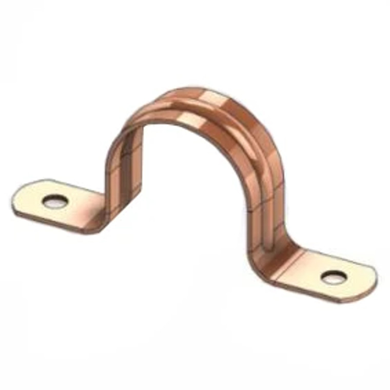 1-1/4" CTS Two Hole Pipe Strap Copper Gard w/ Nails Import