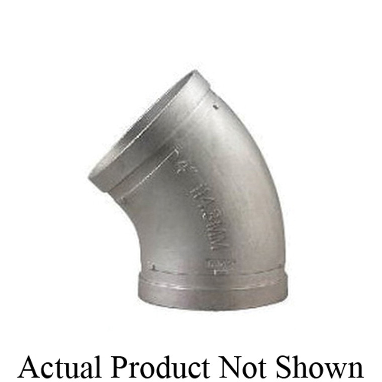 SHURJOINT® SJSS11154 45 deg Elbow, 1-1/2 in, Grooved, 304 Stainless Steel, Import