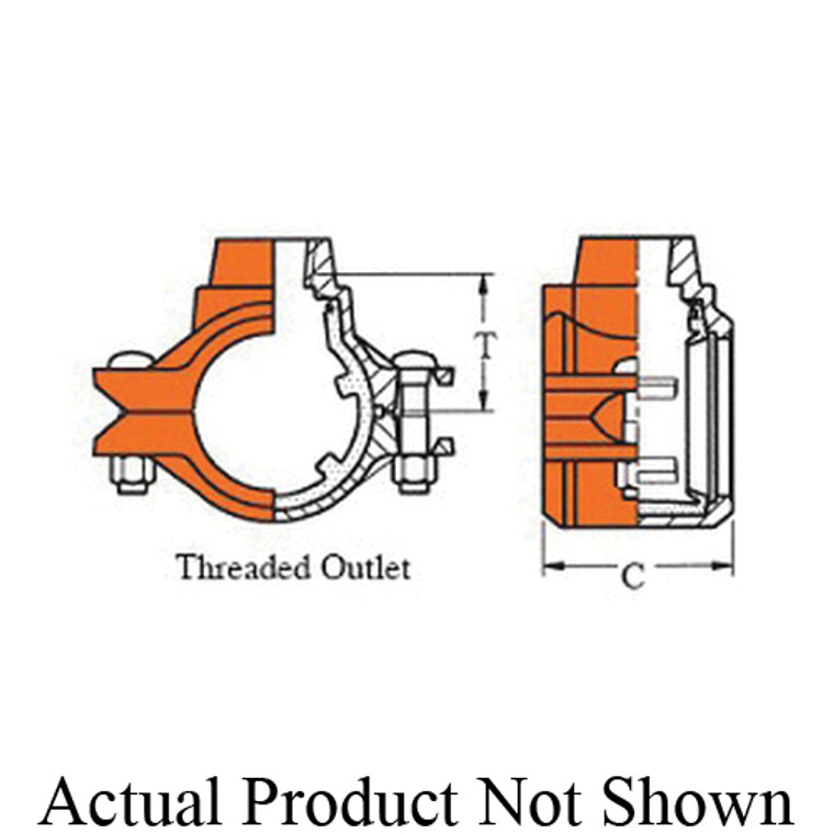 SHURJOINT® SJC7315FPE Model C7 Outlet Coupling, 3 x 1-1/2 in Nominal, FNPT End Style, Ductile Iron, Painted, Import