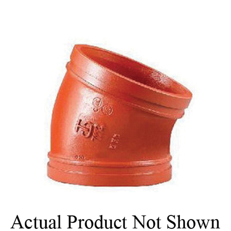 SHURJOINT® SJ71123P Model 7112 22-1/2 deg Elbow, 3 in Nominal, Grooved End Style, Ductile Iron, Painted, Import