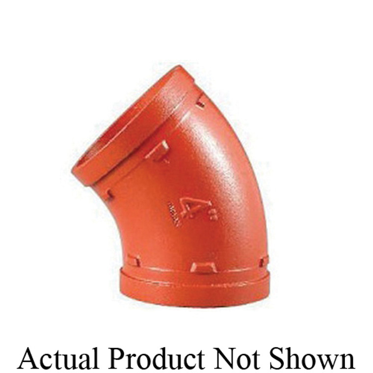 SHURJOINT?® SJT71113P Model 7111 Regular Radius Elbow, 3 in Nominal, Grooved End Style, Ductile Iron, Painted