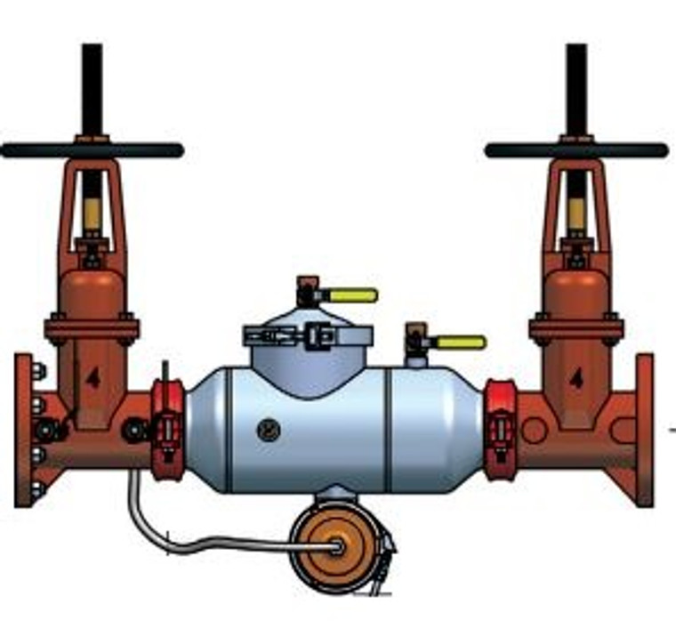 4" Backflow Preventer, APOLLO 4ALF20A03 Reduced Pressure Principal, Lead-Free with Flanged OS&Y Gate Valves