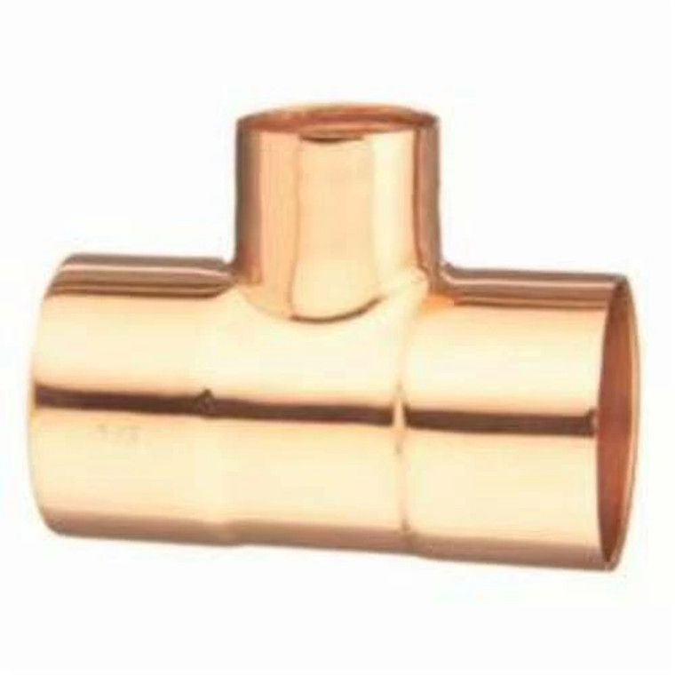 Solder Reducing Tee, 1/4 x 1/8 x 1/4 in, C x C x C, Wrot Copper, Domestic