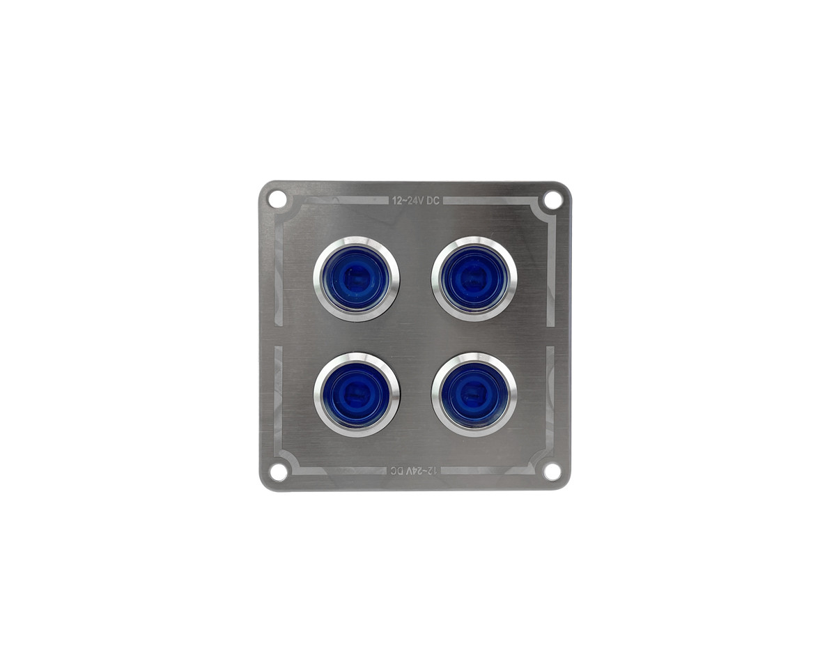 Stainless Steel Switch Panels with Blue LED On/Off Switches
