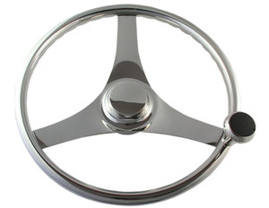 Steering Wheel Stainless Steel with Grips & Speed Knob Steering Wheel Stainless Steel with Grips & Speed Knob