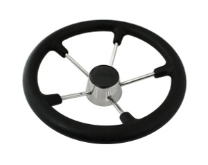 Steering Wheel Stainless Steel with Black Grips 343mm Steering Wheel Stainless Steel with Black Grips 343mm