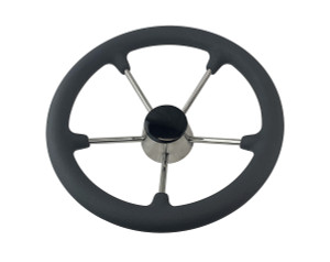 Steering Wheel Stainless Steel with Grey Grips 343mm Steering Wheel Stainless Steel with Grey Grips 343mm