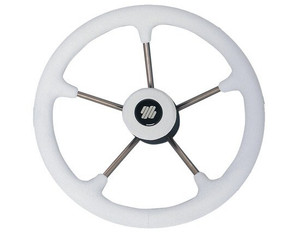 Steering Wheel V70W 5 Spoke Stainless Steel White Grip 350mm Steering Wheel V70W 5 Spoke Stainless Steel White Grip 350mm