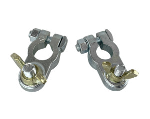 Battery Terminals Zinc Plated with Brass Wingnuts (Pair) Battery Terminals Zinc Plated with Brass Wingnuts (Pair)