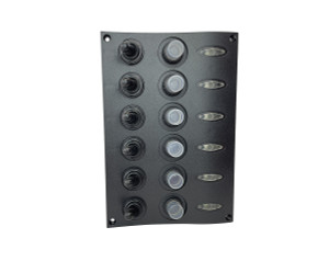 Water Resistant Wave 6 Gang Switch Panel with Circuit Breaker Water Resistant Wave 6 Gang Switch Panel with Circuit Breaker