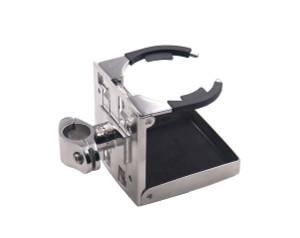 Stainless Steel Folding Drink Holder Rail Mount with Adjustable Arms Stainless Steel Folding Drink Holder Rail Mount with Adjustable Arms