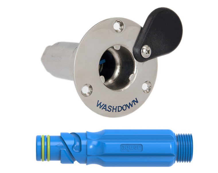 Deckwash Connector Stainless Steel with Straight Hose Adaptor