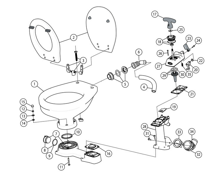 Jabsco Twist 'N' Lock Manual Marine Toilets