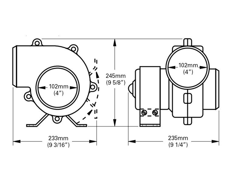 Extra Heavy Duty Blower Flex Mount 100mm 12V or 24V