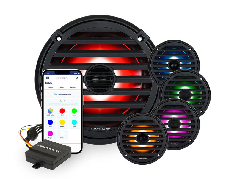 Aquatic AV RGB Marine Speakers Elite Series 6.5 Inch Black (Pair)