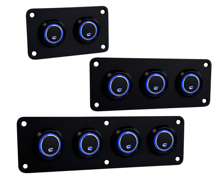 Black Coated Stainless Steel Push Button Black Switch Panels On/Off Blue