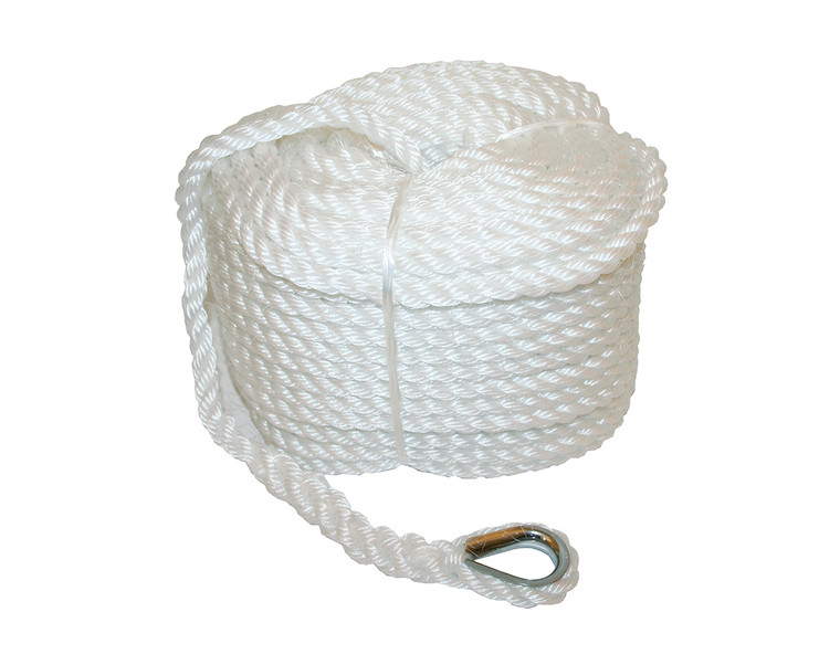 Polyethylene 3 Strand Silver Anchor Rope Coils with Stainless Steel Thimble