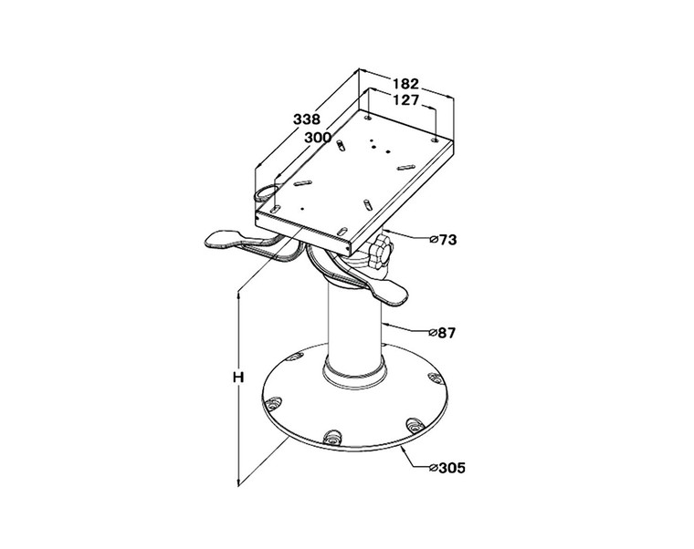 Pedestal Gas Adjustable with Slide Top and 12" Base