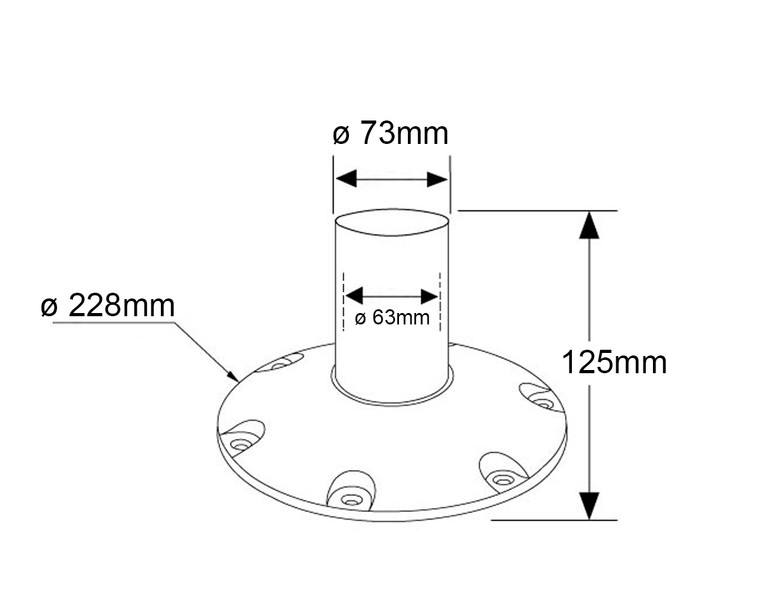 Seat Box Pedestal 125mm with 73mm Post