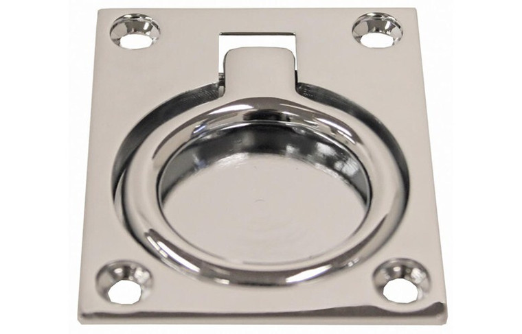Ring Pull - Flush Rect Brass 60x47mm