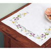 Herrschners Daisies & Violets Dresser Scarf Stamped Embroidery