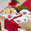 Herrschners Poinsettia on White Bread Cloth & Napkins Set Stamped Cross-Stitch Herrschners Poinsettia on White Bread Cloth & Napkins Set Stamped Cross-Stitch