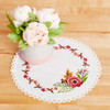 Herrschners Rose Flowers Doily Stamped Embroidery Kit