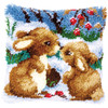 Vervaco Snow Rabbits Pillow Cover Latch Hook Kit Vervaco Snow Rabbits Pillow Cover Latch Hook Kit