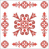 Herrschners Red Tile Quilt Blocks scs Stamped Cross-Stitch
