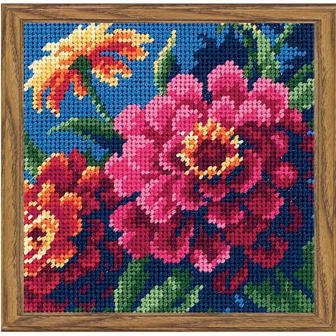 Dimensions Floral Jar Needlepoint Embroidery Kit with Pattern and Bamboo  Hoop