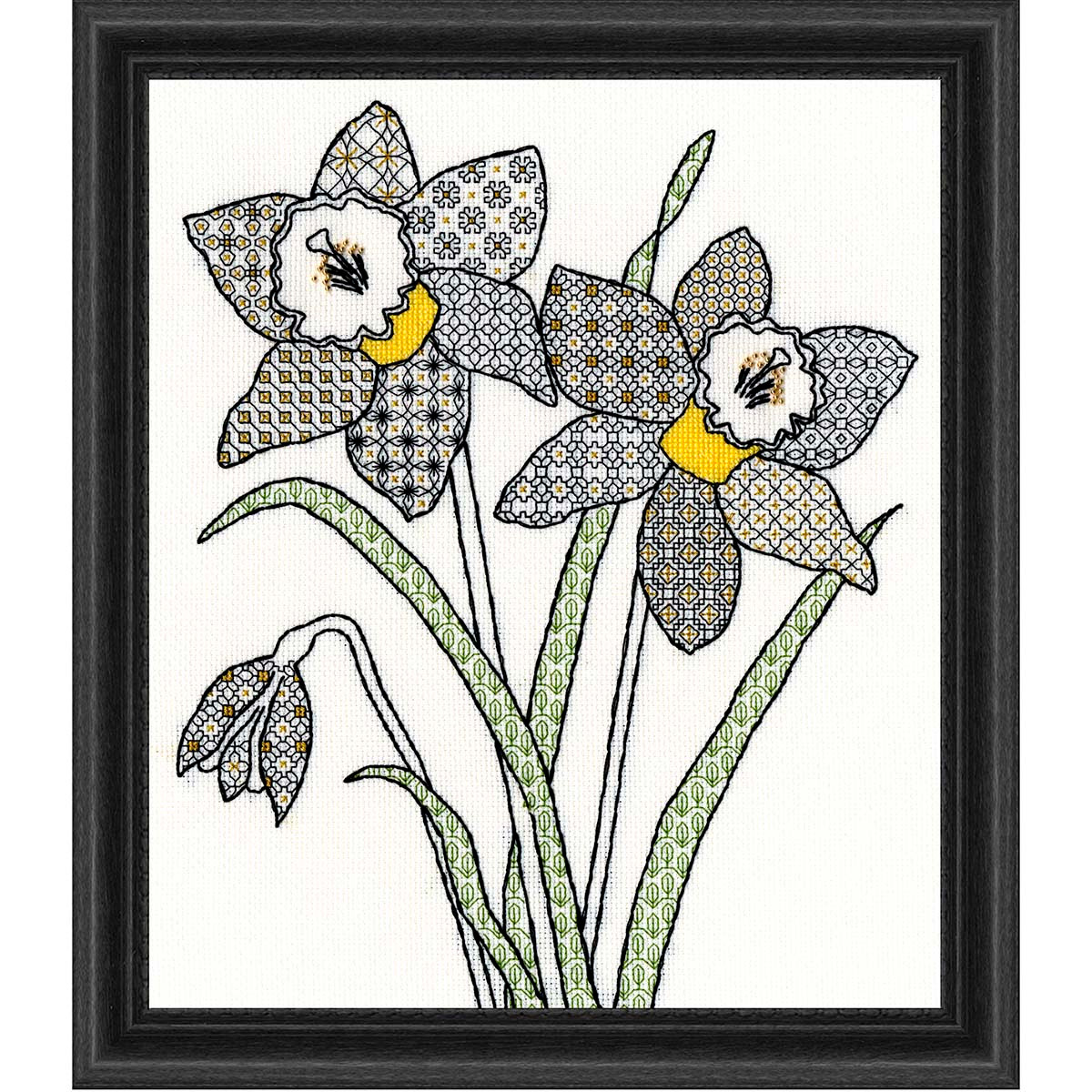 Bothy Threads Blackwork Kreuzstich-Set „Iris“ – 30x33 Cm, Inkl. Garn, Perlen & Anleitung