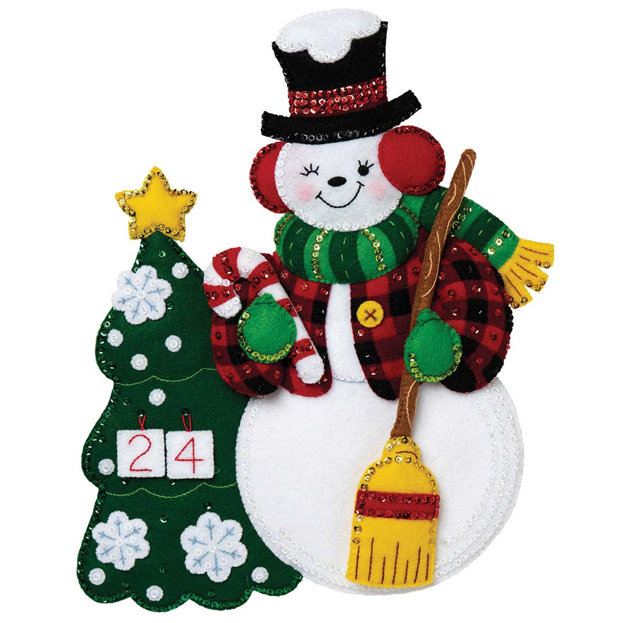 Bucilla Felt Ornaments Applique Kit Set of 6 - Snowman's Peppermint Collection