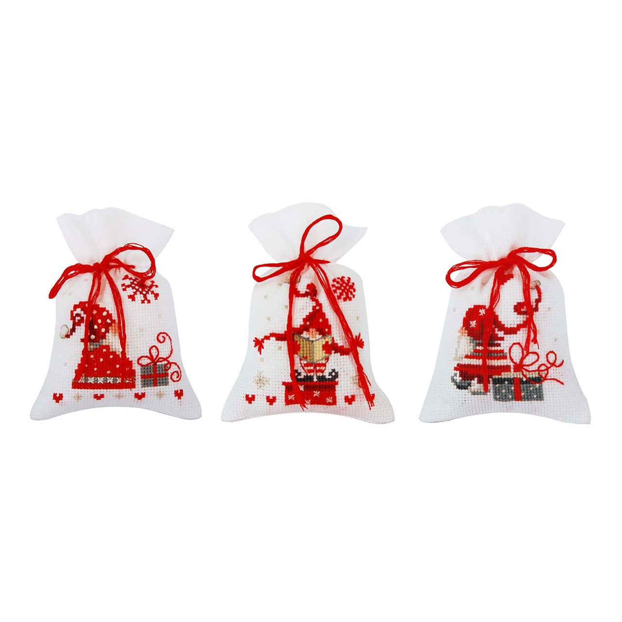 Vervaco Christmas Gnomes Gift Bags Counted Cross-Stitch Kit