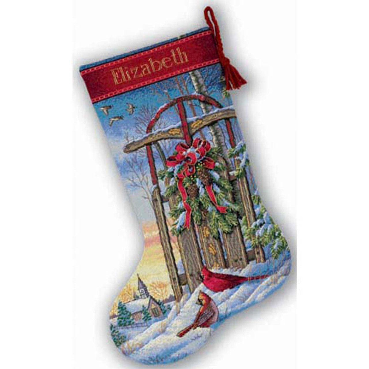 Dimensions Christmas Sled Stocking Counted Cross-Stitch Kit