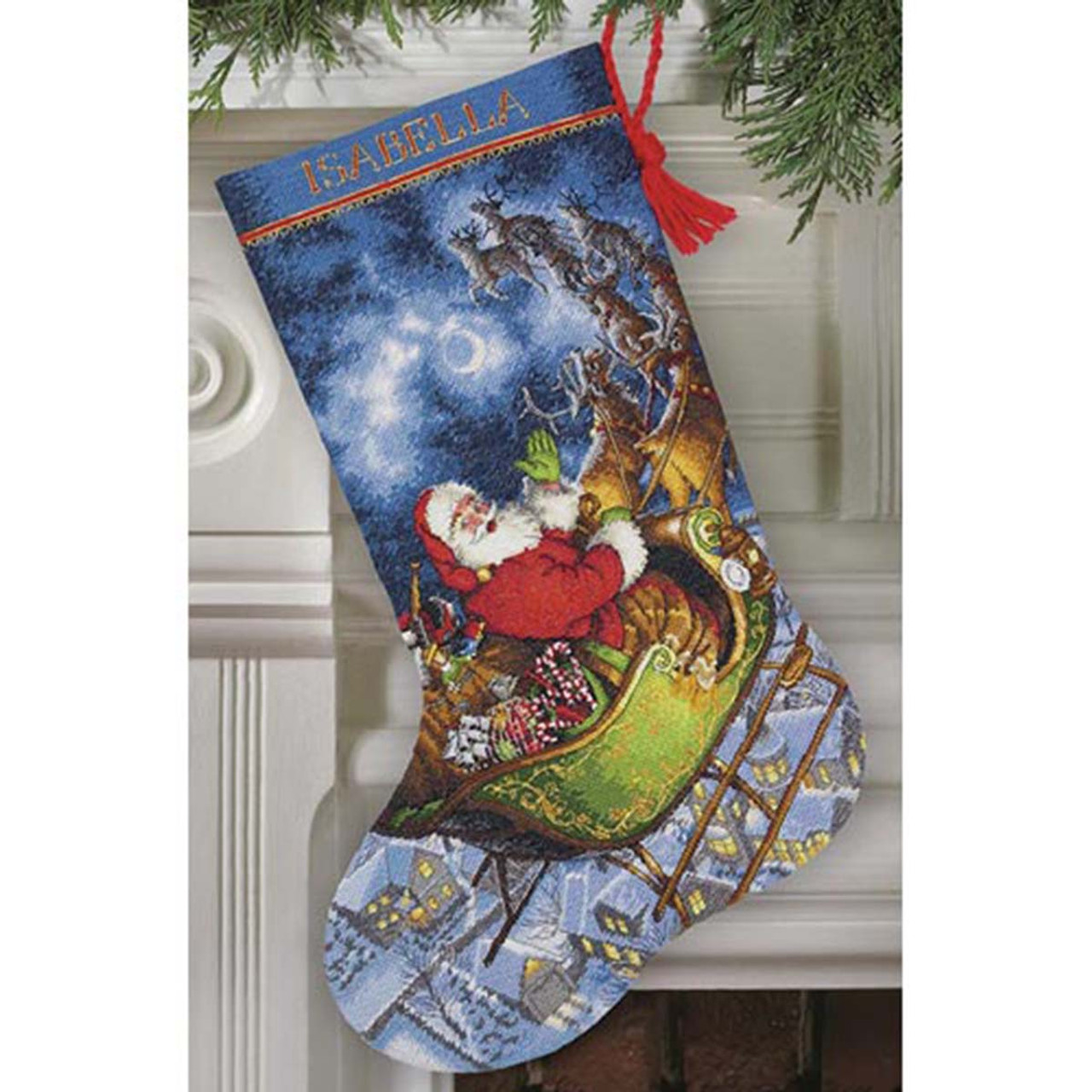 Vintage Bernat Counted Cross Stitch Christmas Stocking Kit Santa 